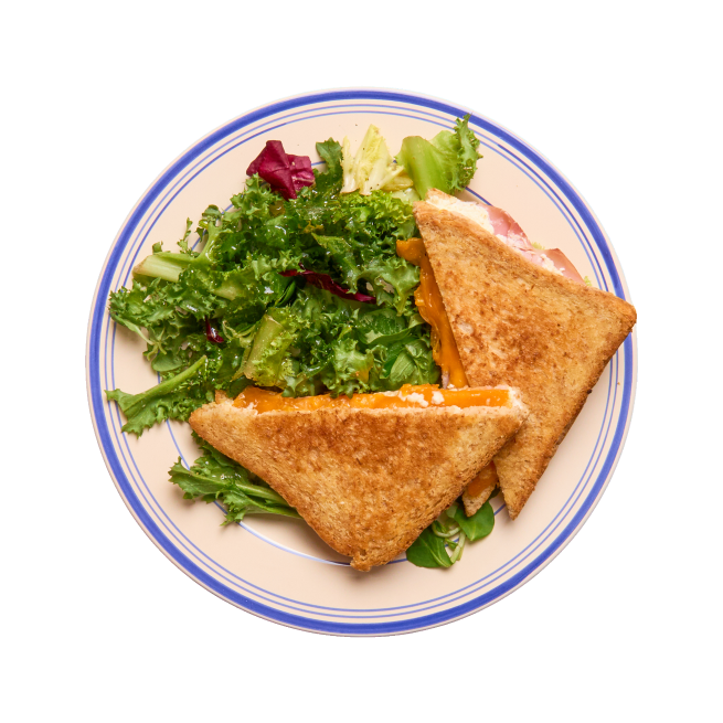 Grilled cheese jambon, cheddar & salade