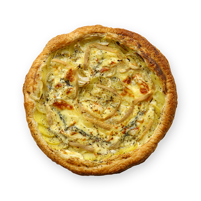 Tarte fine pommes de terre & morbier