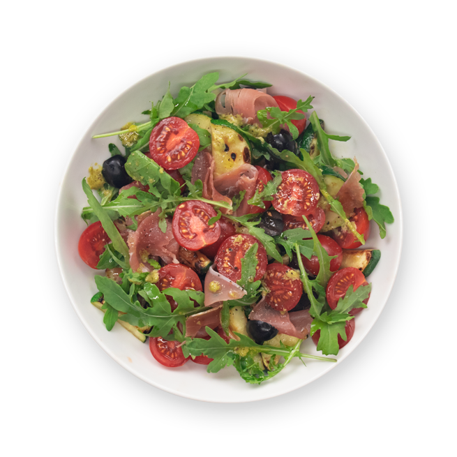 Salade courgettes poêlées & jambon cru