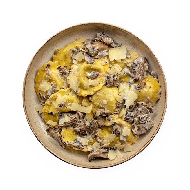 Ravioli à la crème de champignons