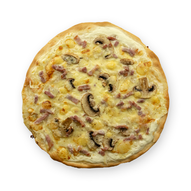 Tarte flambée munster & champignons