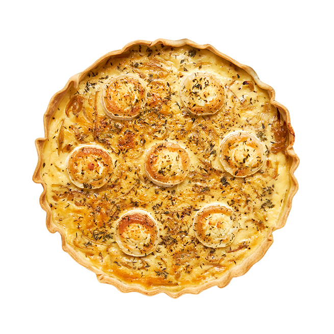 Quiche oignons, chèvre & miel
