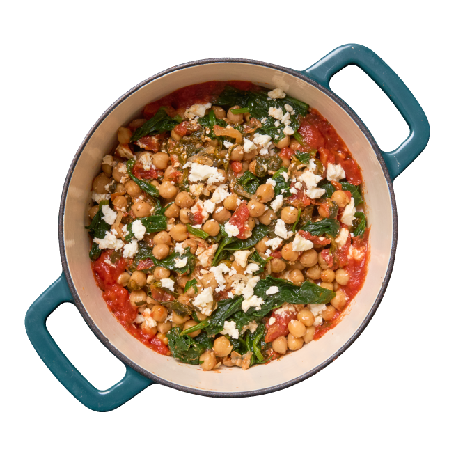 One pot pois chiches, épinards & feta