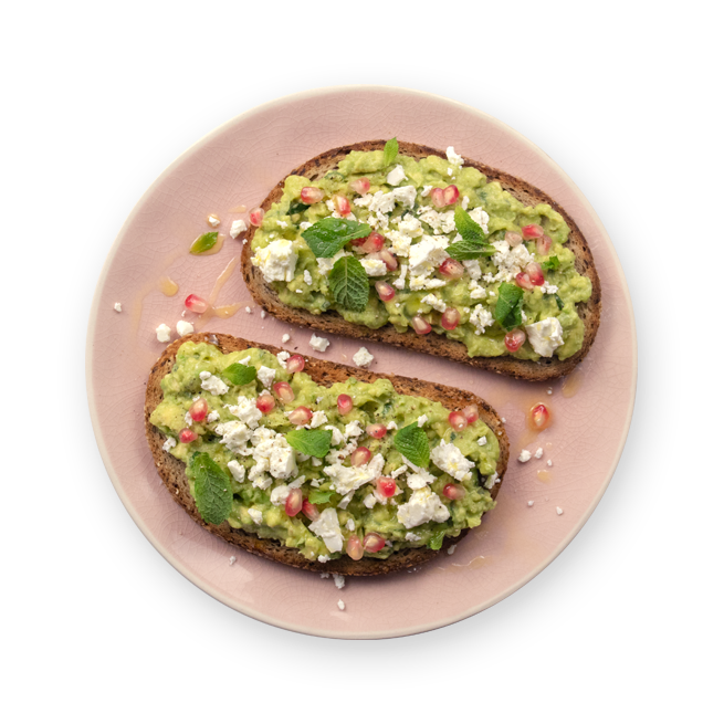 Avocado toast feta & grenade