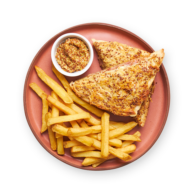 Croque-monsieur au Saint-Nectaire & frites au air-fryer