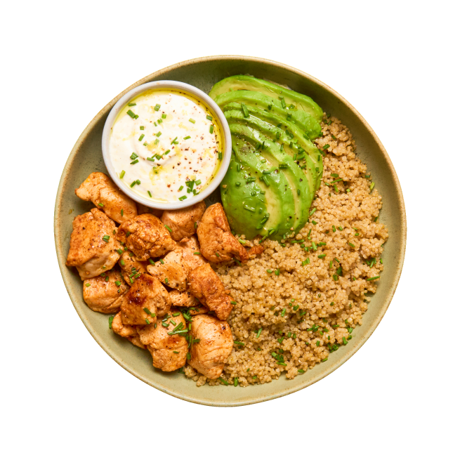 Poulet au paprika, quinoa & sauce au yaourt