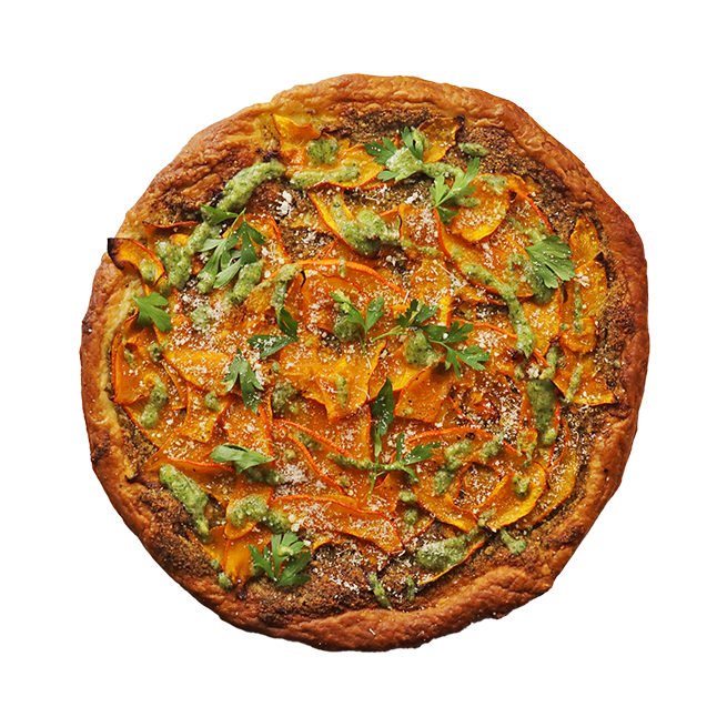 Tarte à la courge & pesto de noix