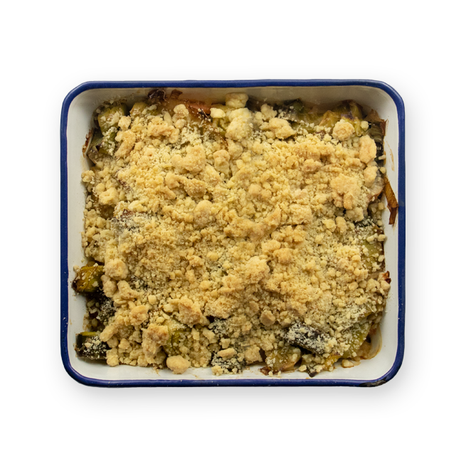 Crumble au saumon fumé & poireaux