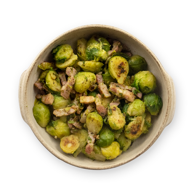 Poêlée de choux de Bruxelles & lardons