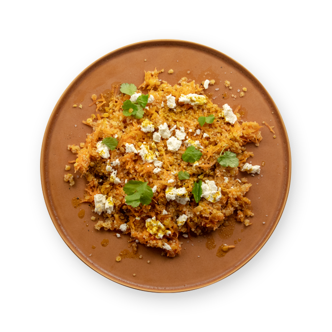 Salade de lentilles, quinoa, carottes & feta
