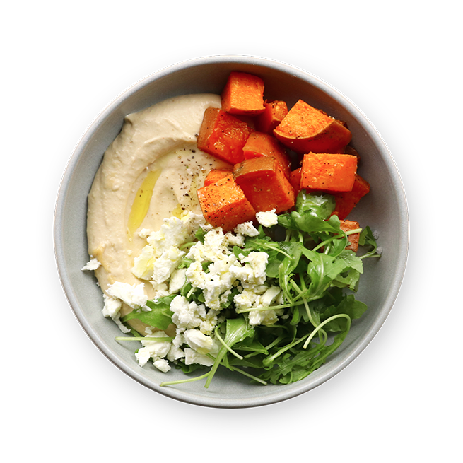 Bowl au houmous & patates douces au air-fryer