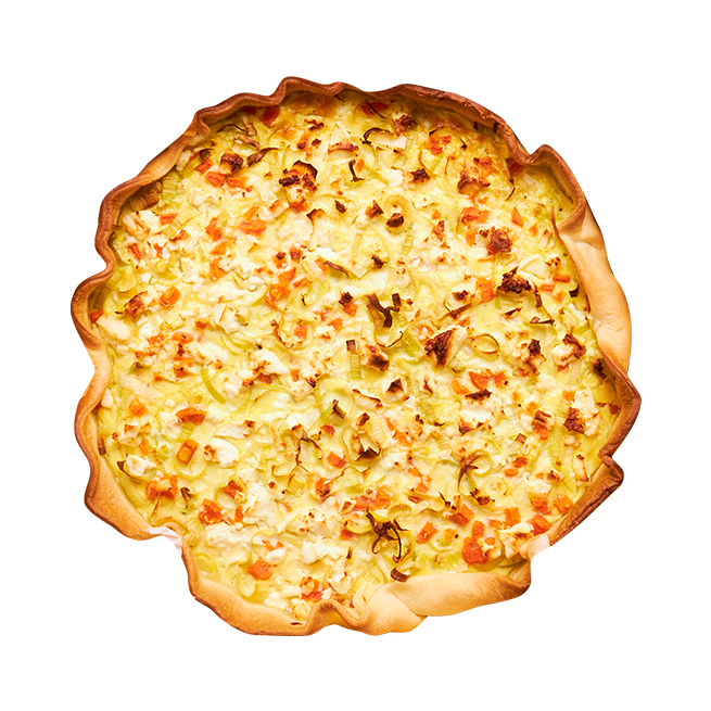 Quiche aux poireaux, carottes & curry