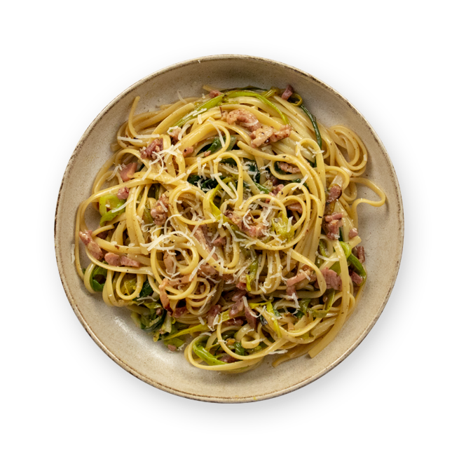 Pâtes carbo & poireaux