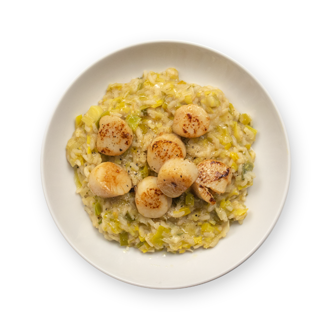 Risotto aux Saint-Jacques & poireaux