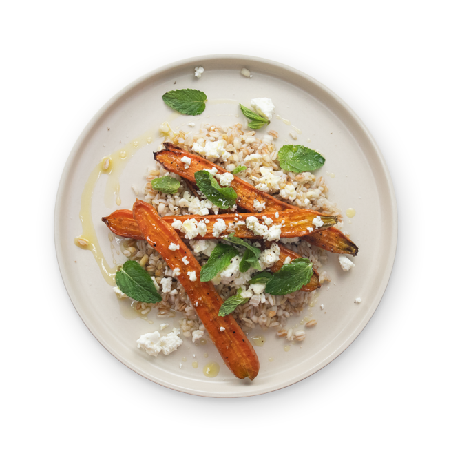 Carottes rôties au miel & mélange de céréales