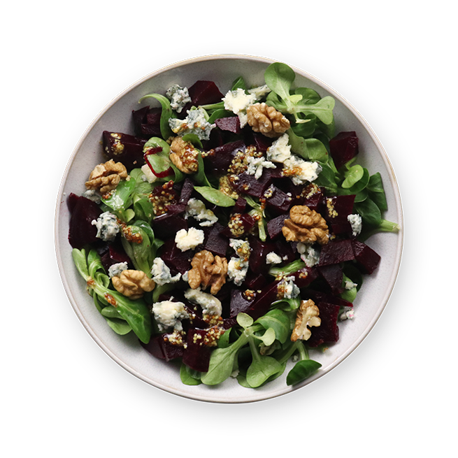 Salade betterave, bleu & noix