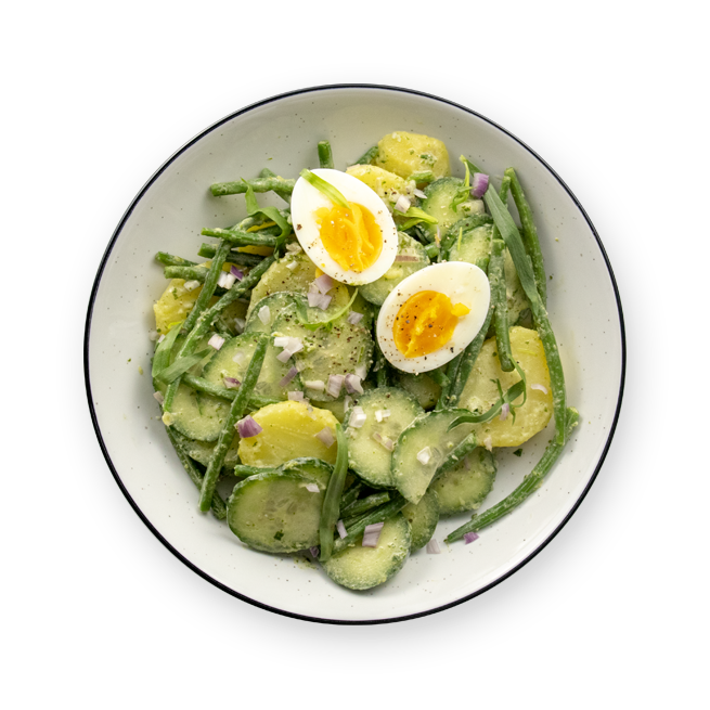 Salade de pommes de terre, mayonnaise & légumes verts