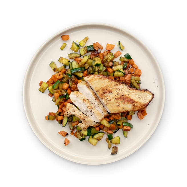 Poulet & poêlée de légumes au curry