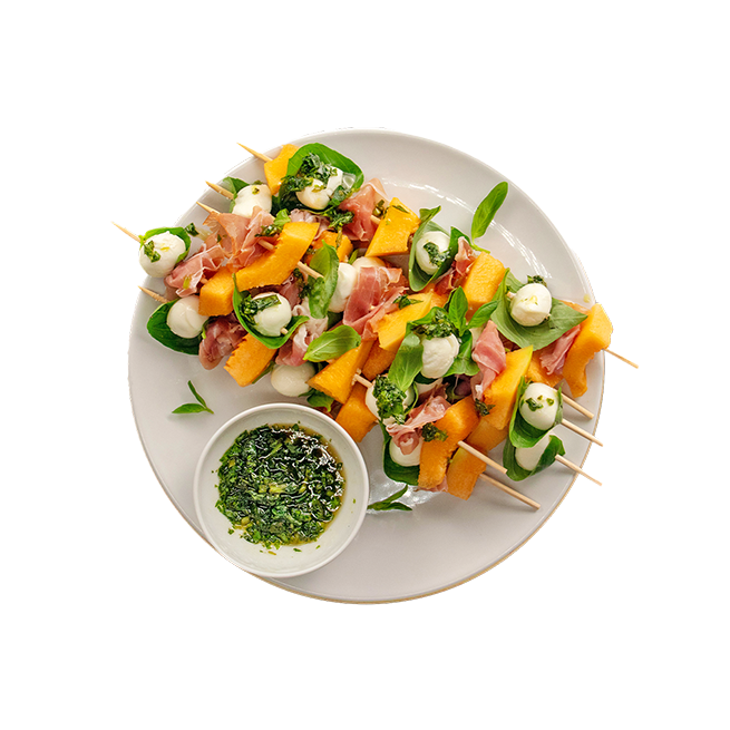 Brochette melon & jambon
