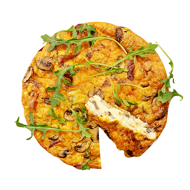 Frittata aux champignons & poitrine fumée