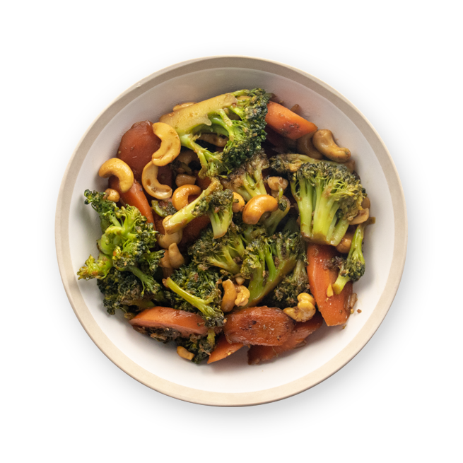 Légumes sautés, gingembre & cajou