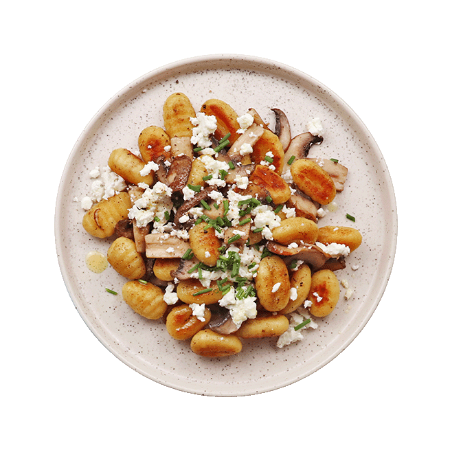 Gnocchi à poêler, champignons & feta