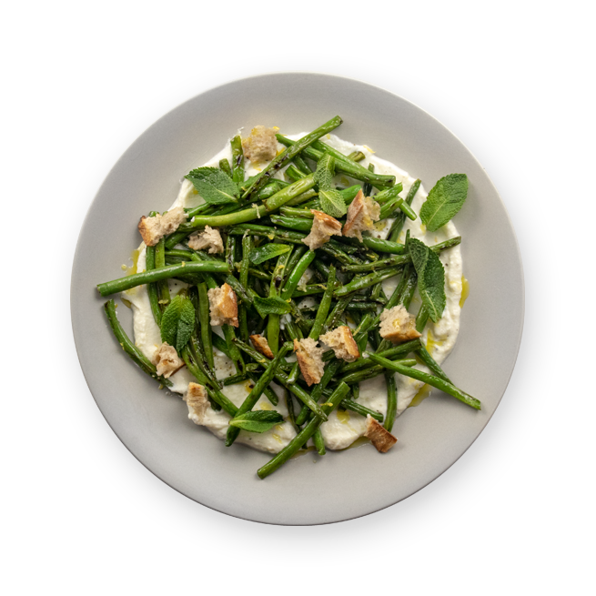 Haricots verts & ricotta fouettée