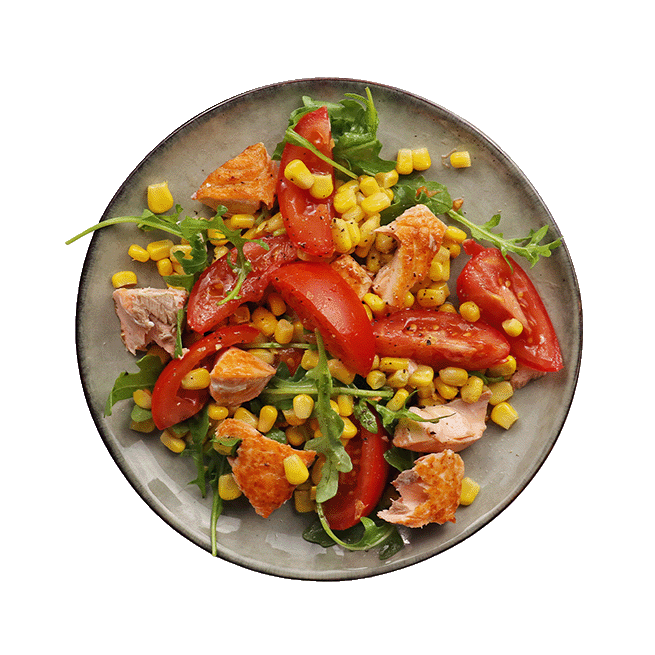 Salade saumon, maïs & tomate