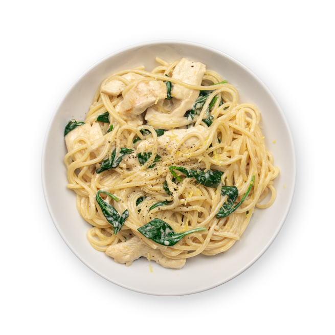 Spaghetti crémeuses au poulet & citron
