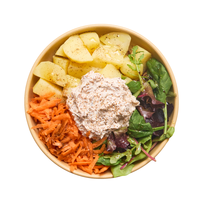 Rillettes de sardines, pommes de terre & crudités
