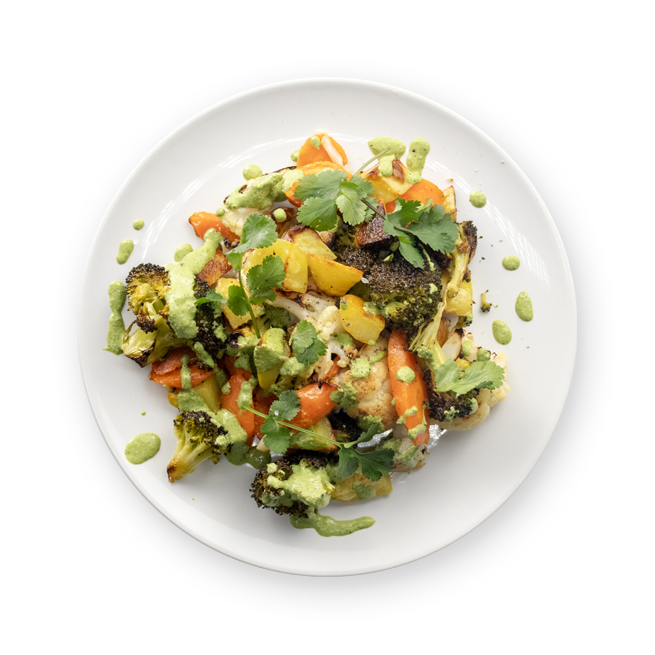 Légumes rôtis & tahini vert