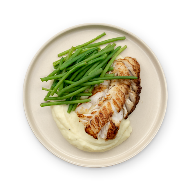 Cabillaud haricots verts & purée