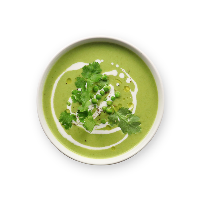 Velouté de petits pois épicé