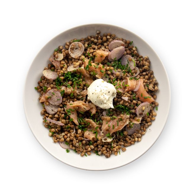 Salade de lentilles & saumon fumé