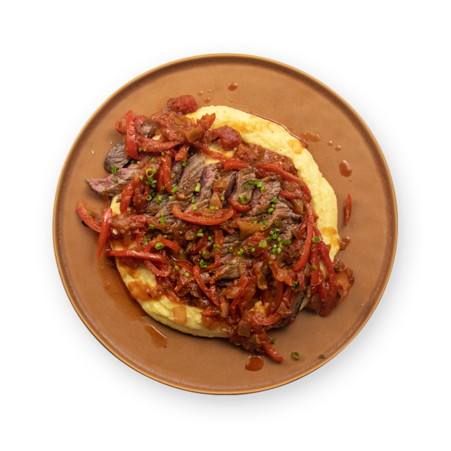 Steak & polenta au cheddar